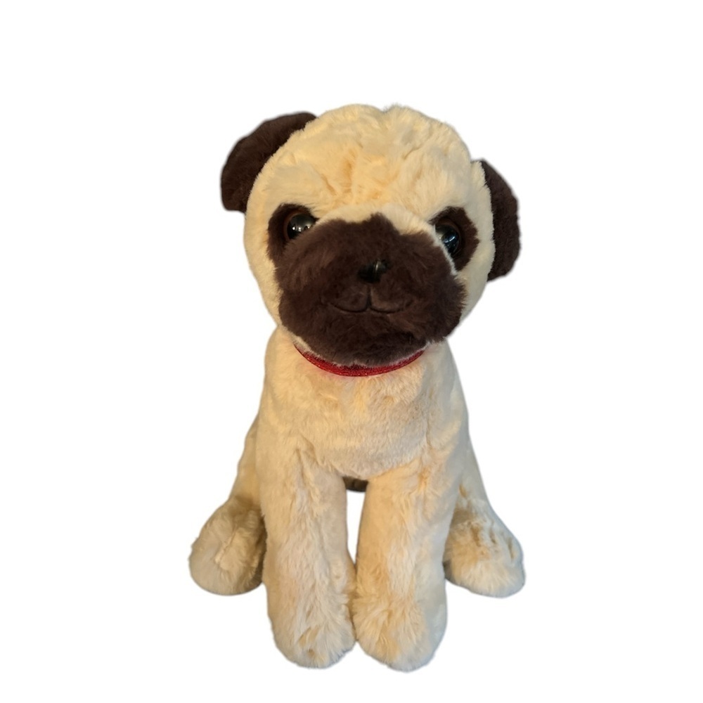 F.A.O Schwarz 11 Inch Stuffed Pug Puppy Dog, Soft Plush, Red Collar
